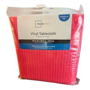 Mainstays Vinyl Tablecloth 60 W X 84 L Coral 100% PEVA Front Polyester Back